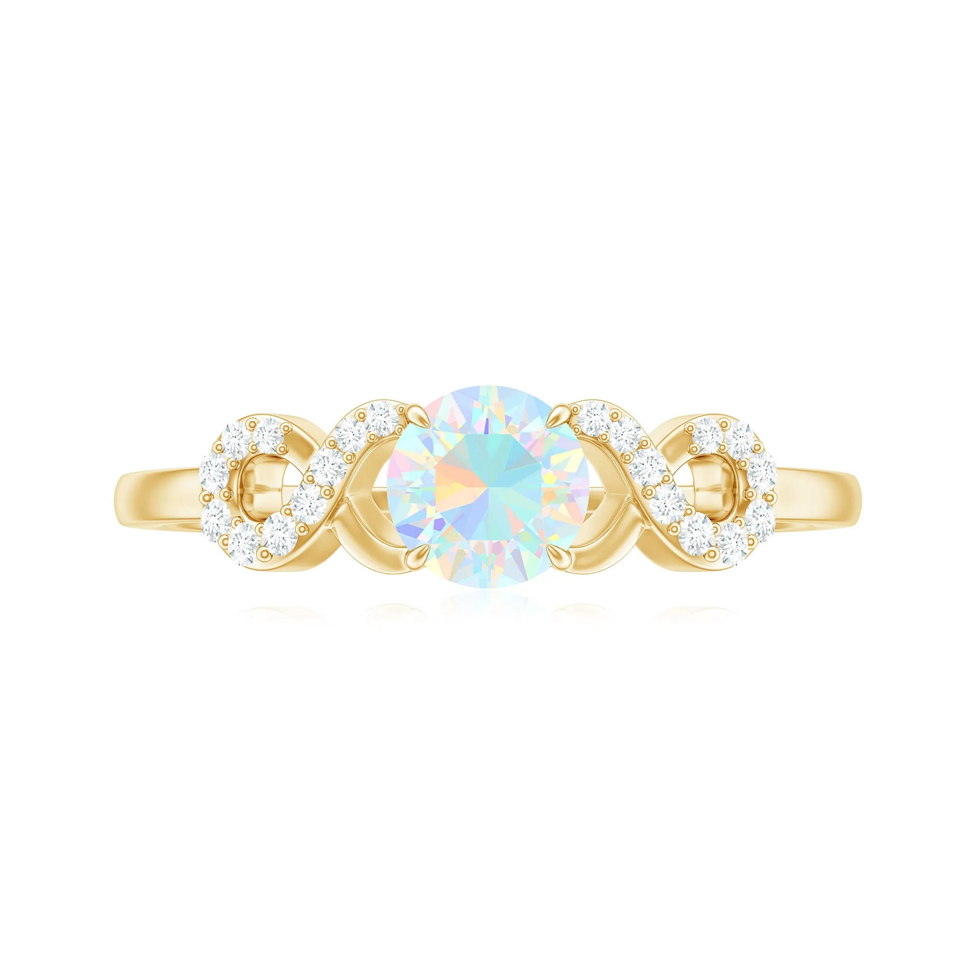 3/4 CT Round Ethiopian Opal Infinity Engagement Ring with Diamond