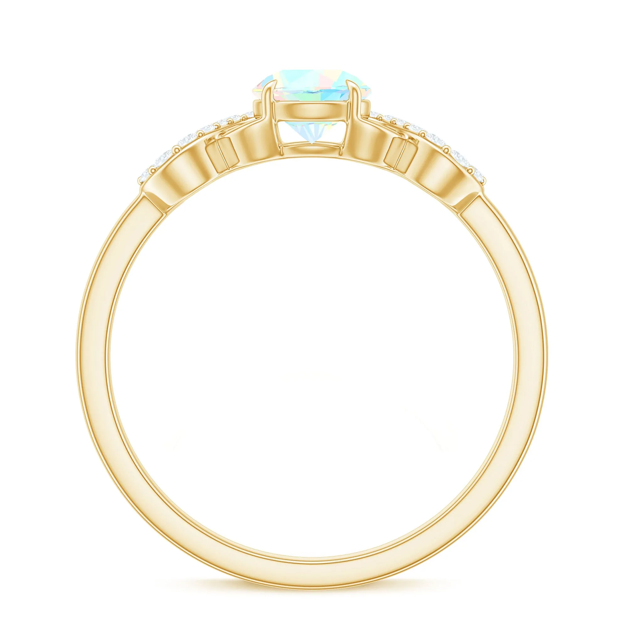 3/4 CT Round Ethiopian Opal Infinity Engagement Ring with Diamond