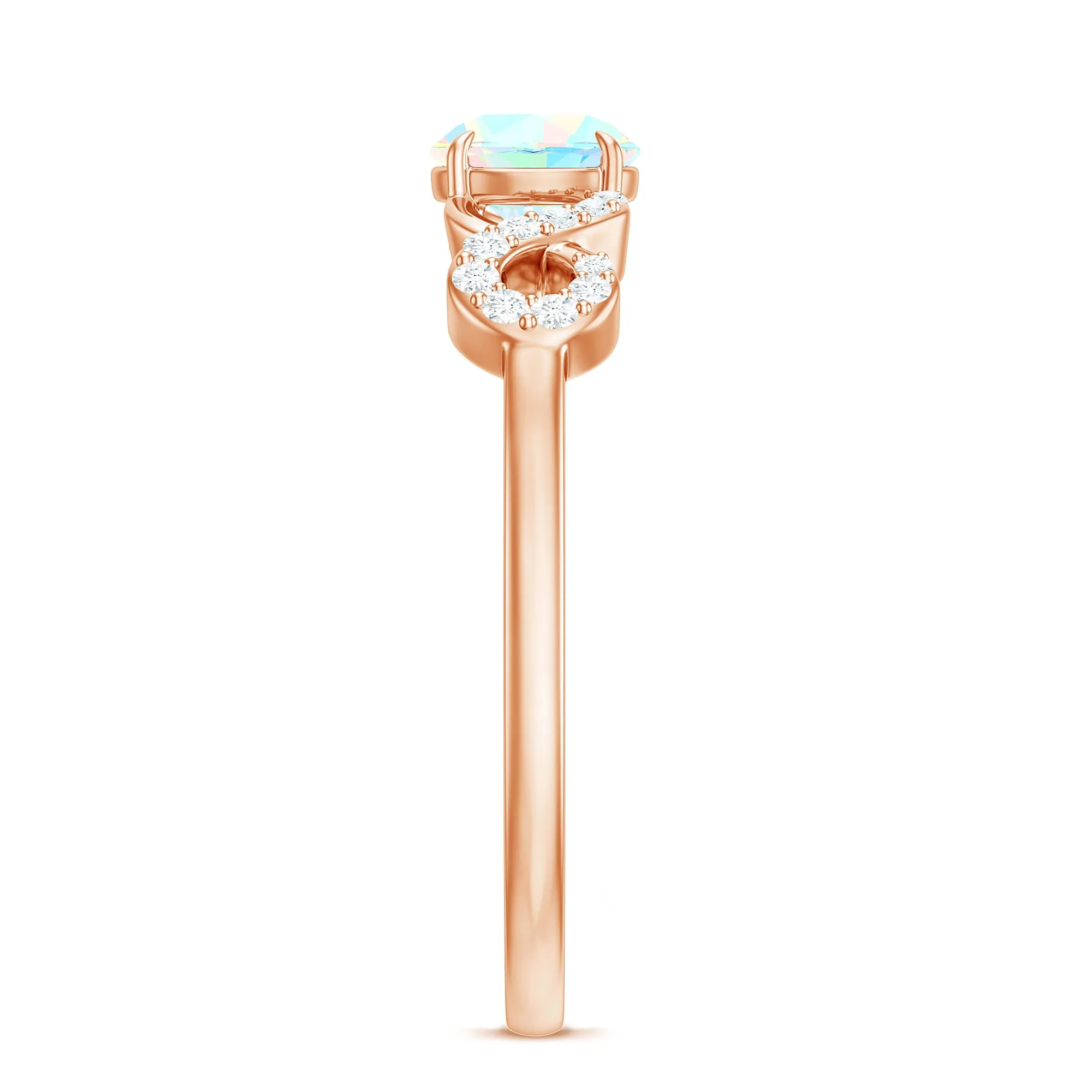 3/4 CT Round Ethiopian Opal Infinity Engagement Ring with Diamond