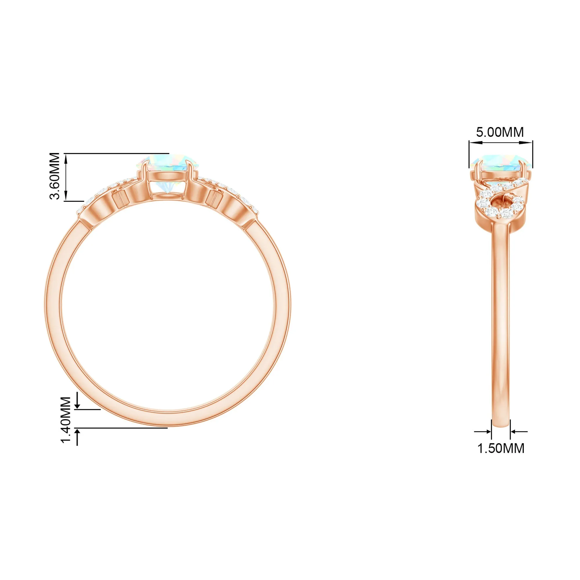 3/4 CT Round Ethiopian Opal Infinity Engagement Ring with Diamond