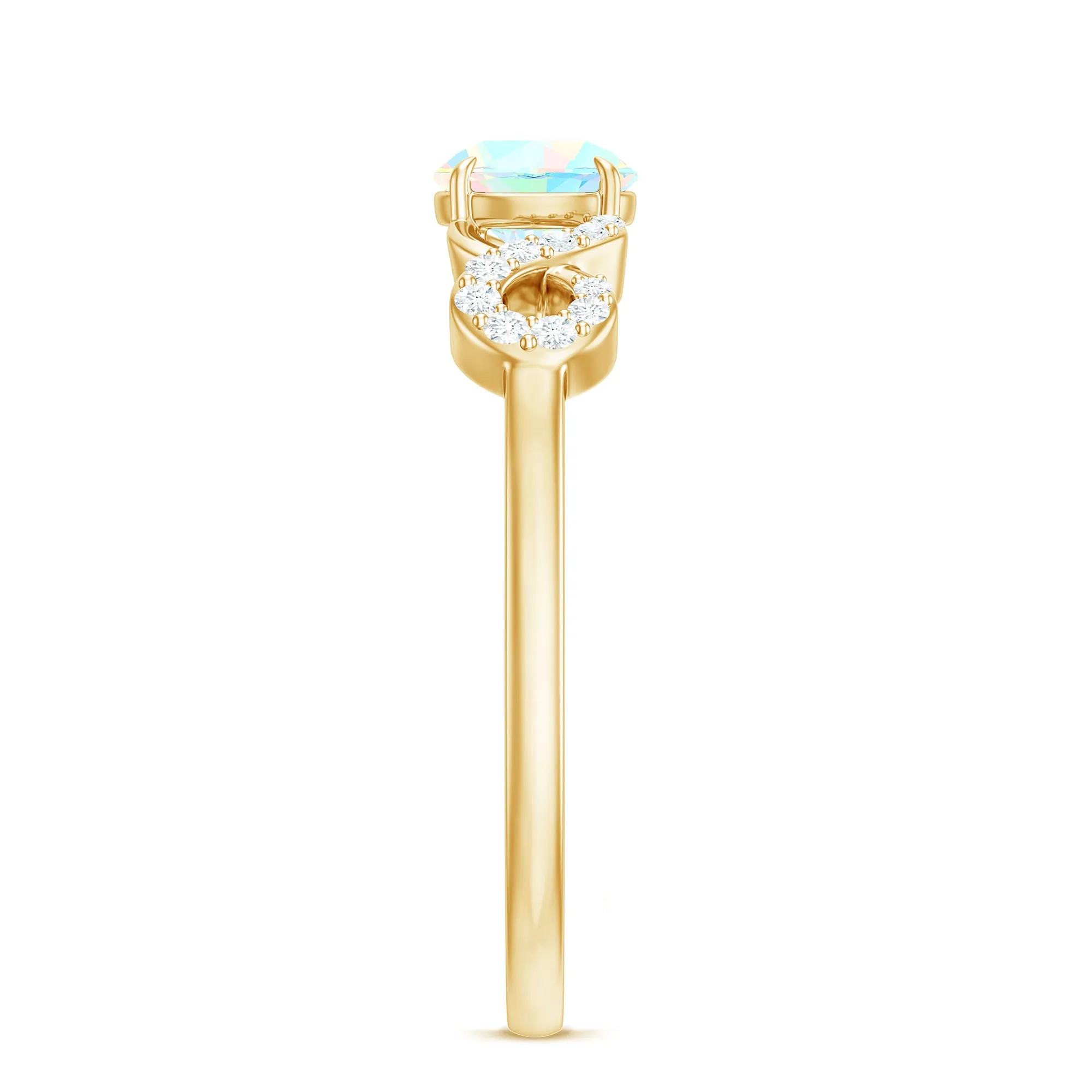3/4 CT Round Ethiopian Opal Infinity Engagement Ring with Diamond