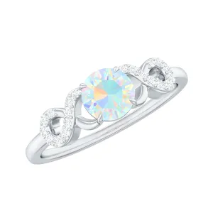 3/4 CT Round Ethiopian Opal Infinity Engagement Ring with Diamond