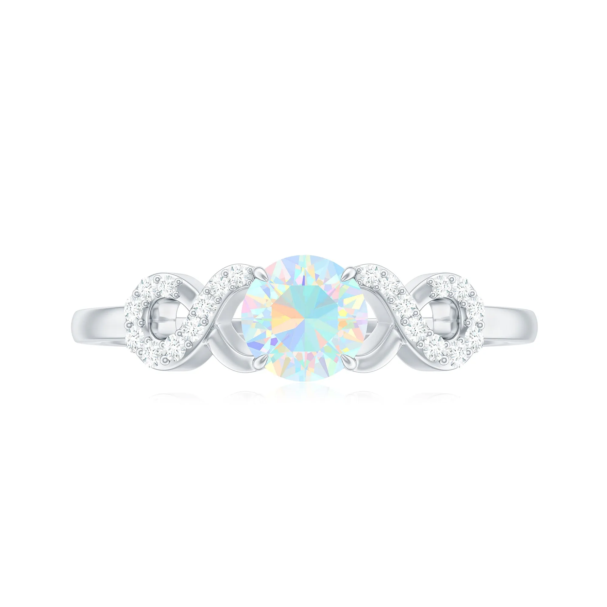 3/4 CT Round Ethiopian Opal Infinity Engagement Ring with Diamond