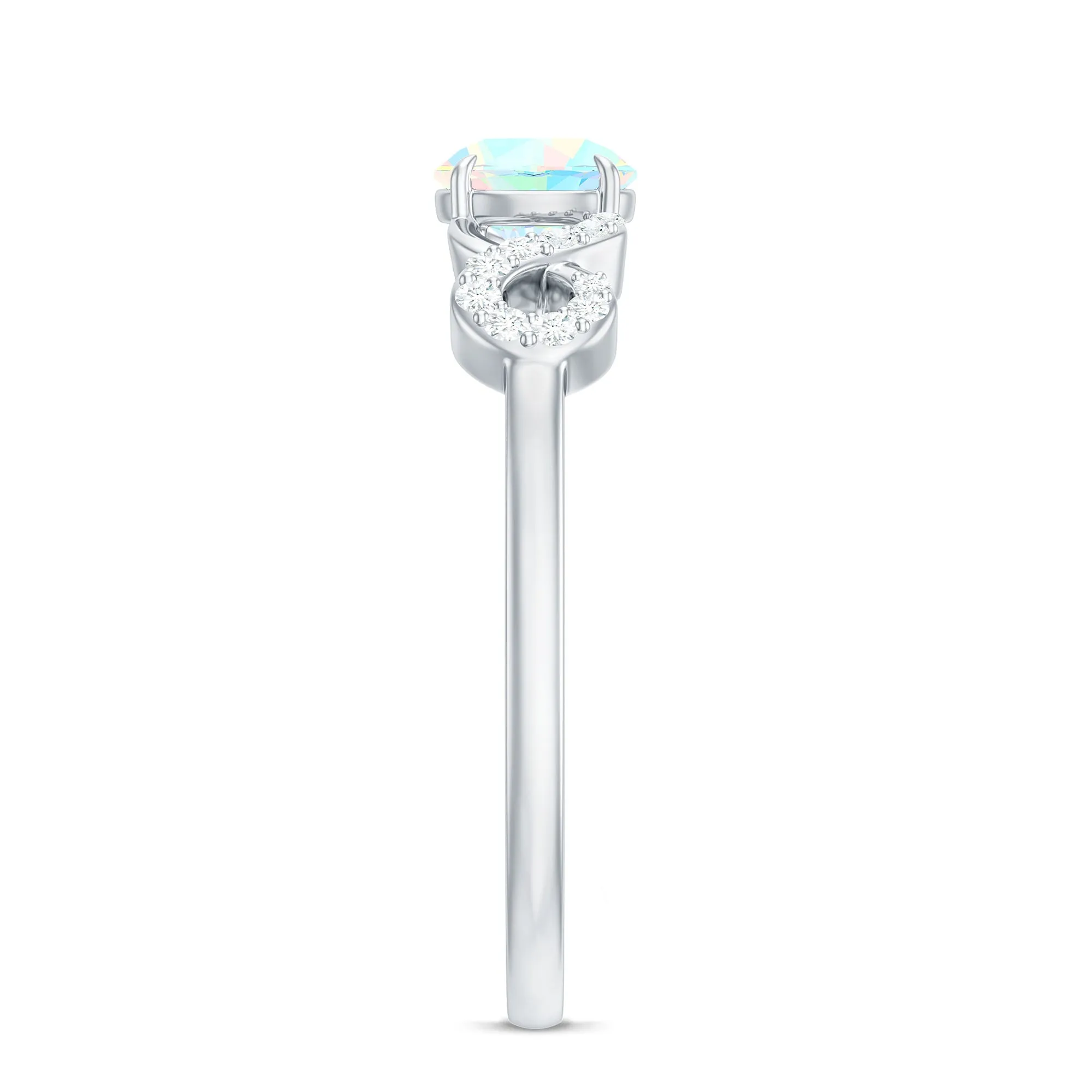 3/4 CT Round Ethiopian Opal Infinity Engagement Ring with Diamond