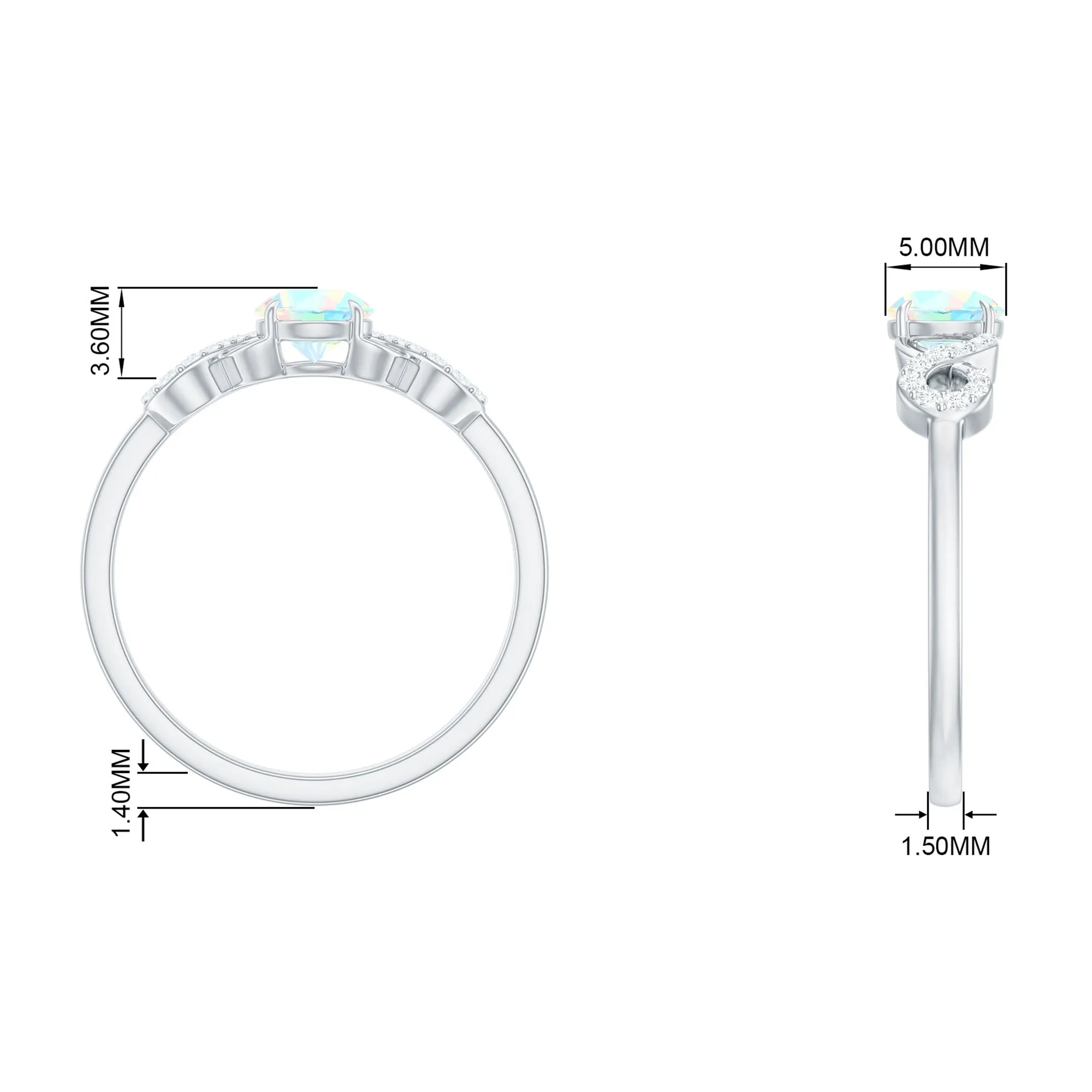 3/4 CT Round Ethiopian Opal Infinity Engagement Ring with Diamond