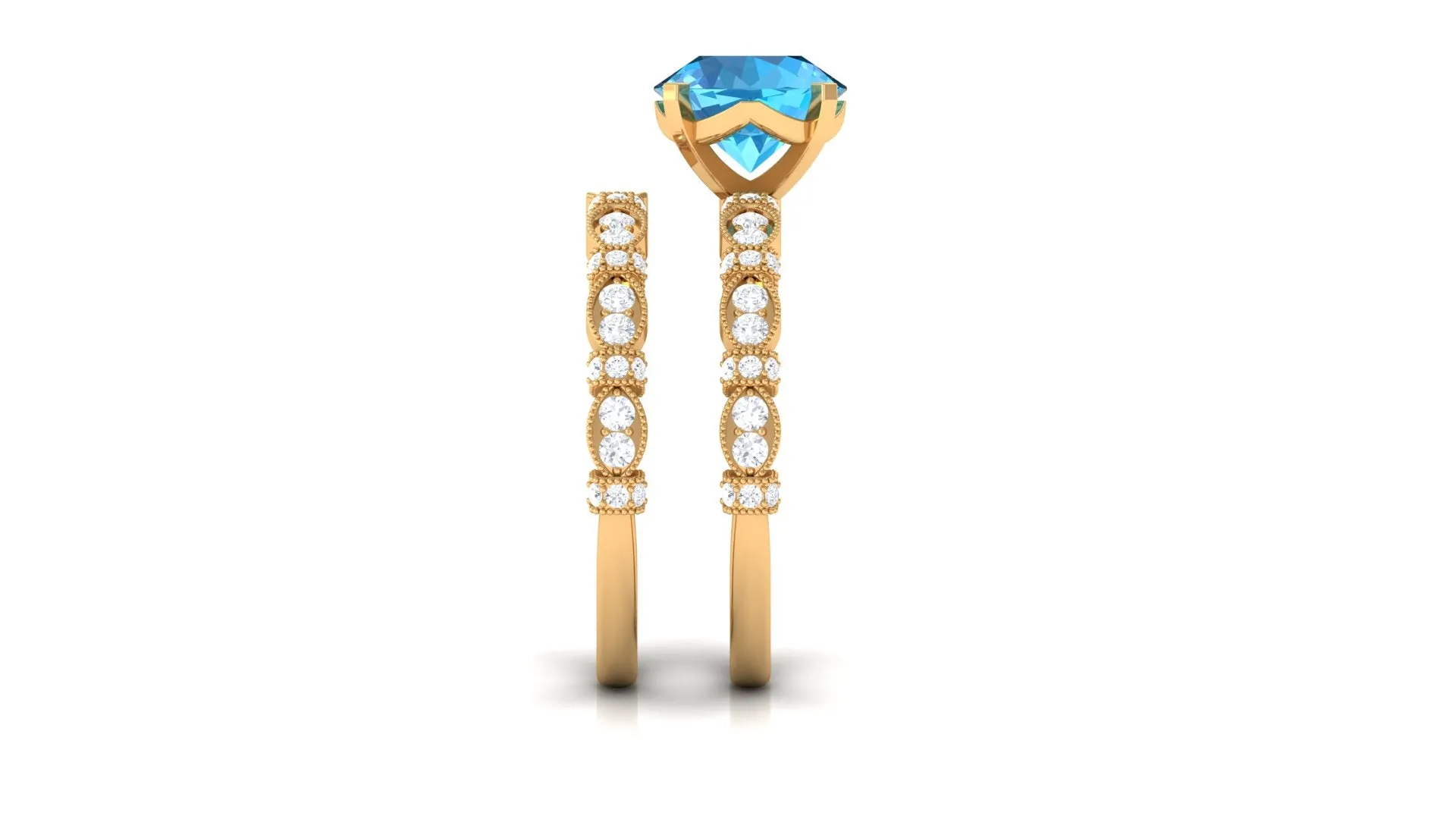 3.50 CT Wedding and Engagement Ring Set with Swiss Blue Topaz and Moissanite