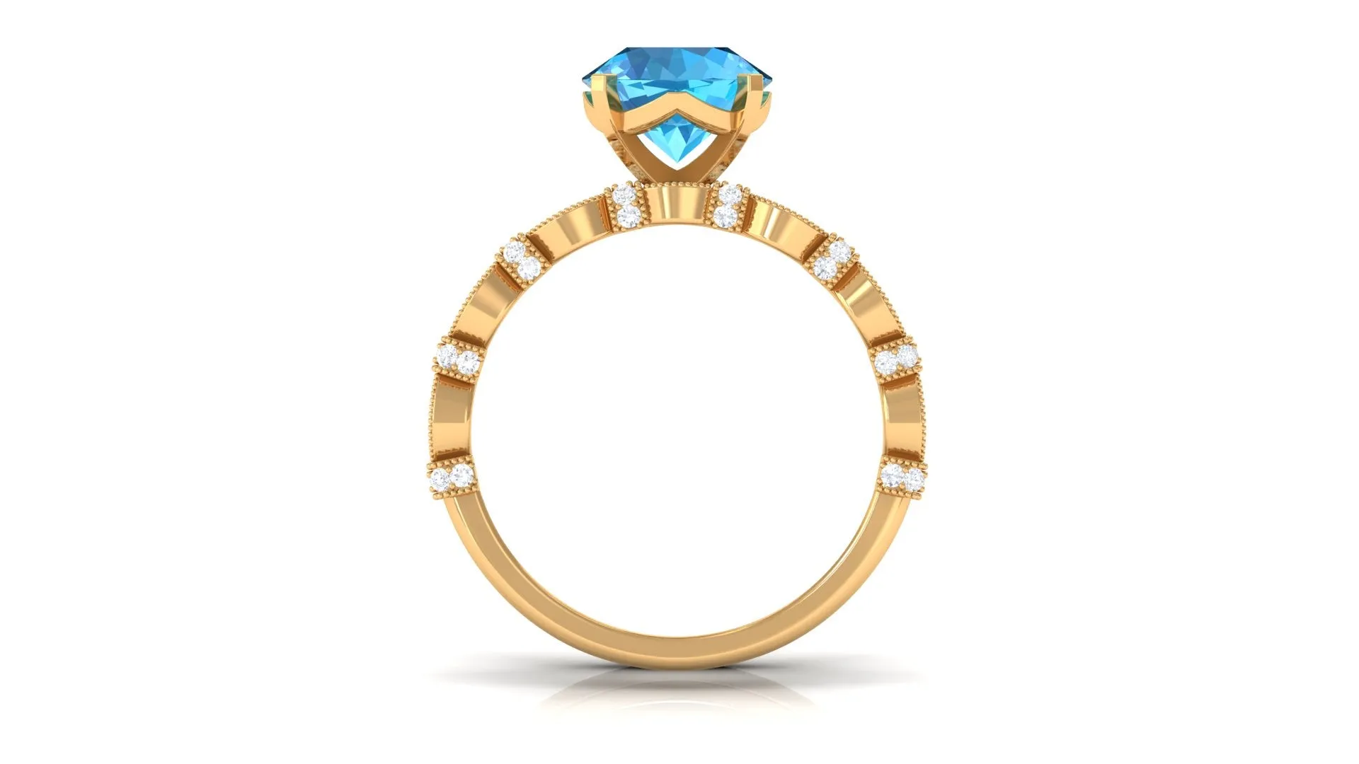 3.50 CT Wedding and Engagement Ring Set with Swiss Blue Topaz and Moissanite