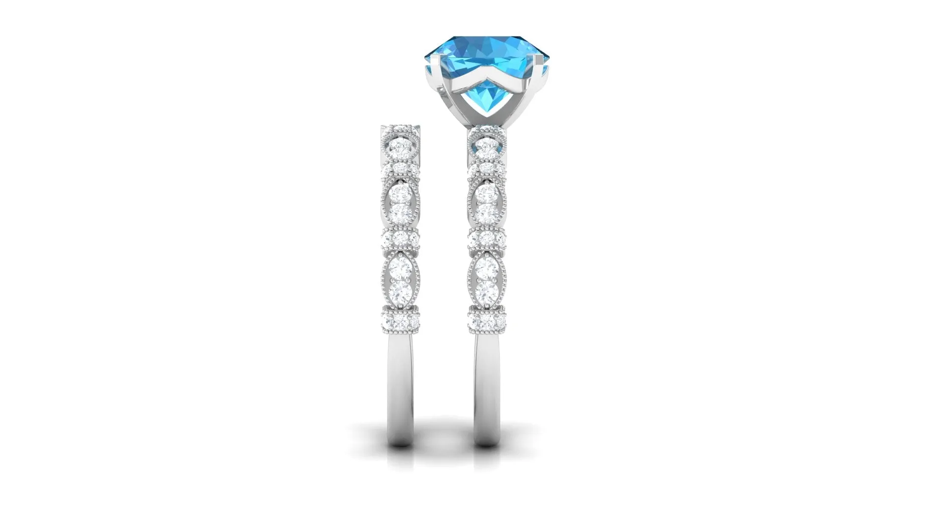 3.50 CT Wedding and Engagement Ring Set with Swiss Blue Topaz and Moissanite
