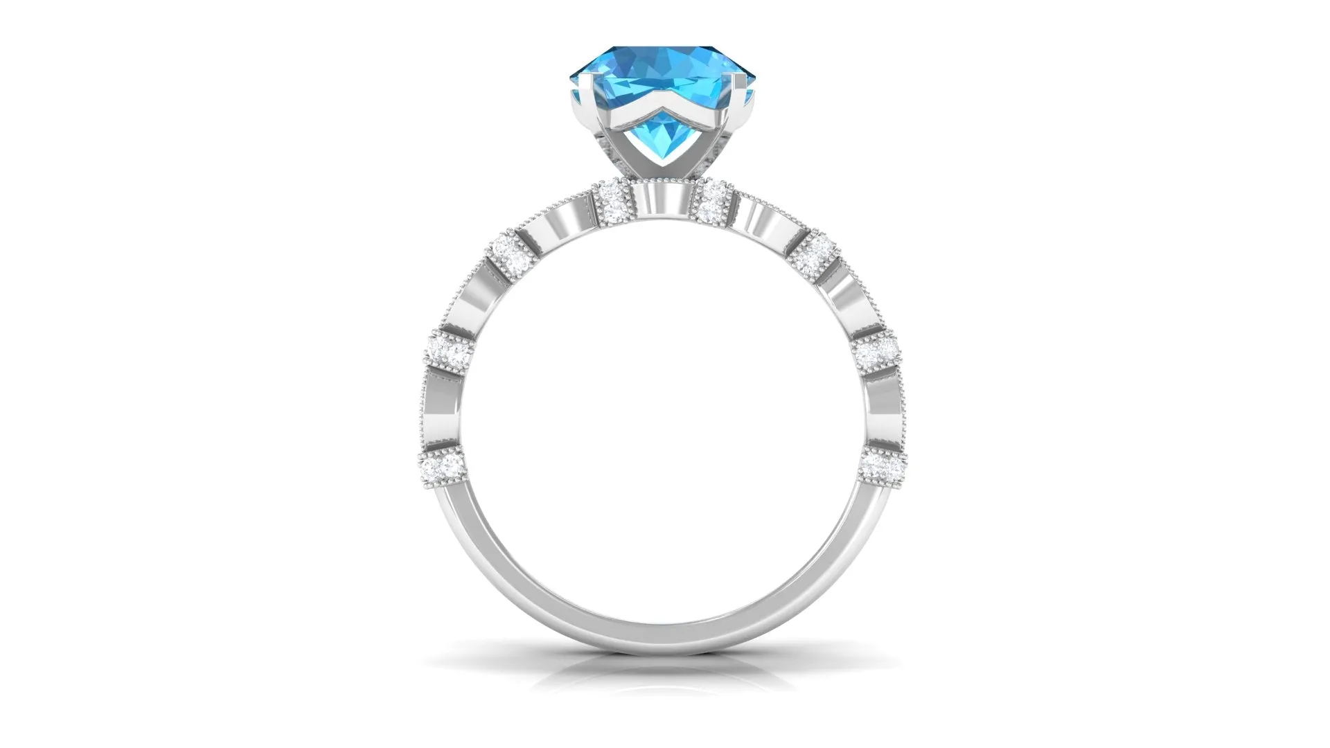 3.50 CT Wedding and Engagement Ring Set with Swiss Blue Topaz and Moissanite