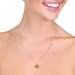 3.6 Carat 14K Solid Rose Gold Necklace Natural Checkerboard Cut Citrine