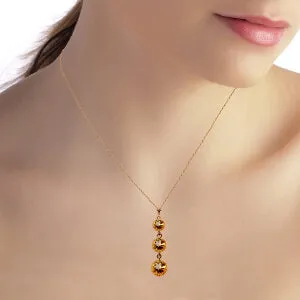 3.6 Carat 14K Solid Rose Gold Rainfall Citrine Necklace