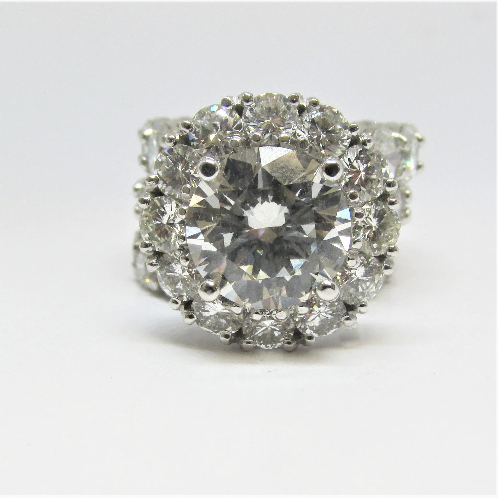 4 Carat Round Diamond Engagement Ring and Eternity Band 18K
