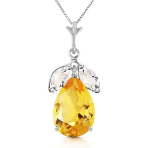 6.5 Carat 14K Solid White Gold Necklace Citrine White Topaz