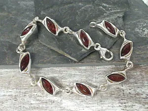 7.5" Amber, Sterling Silver Bracelet