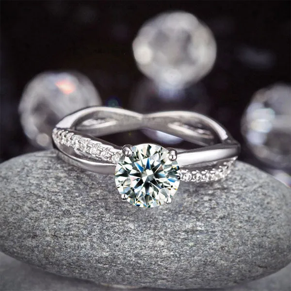 925 Sterling Silver Wedding Promise Anniversary Ring 1.25 Ct Created Diamond XFR8249