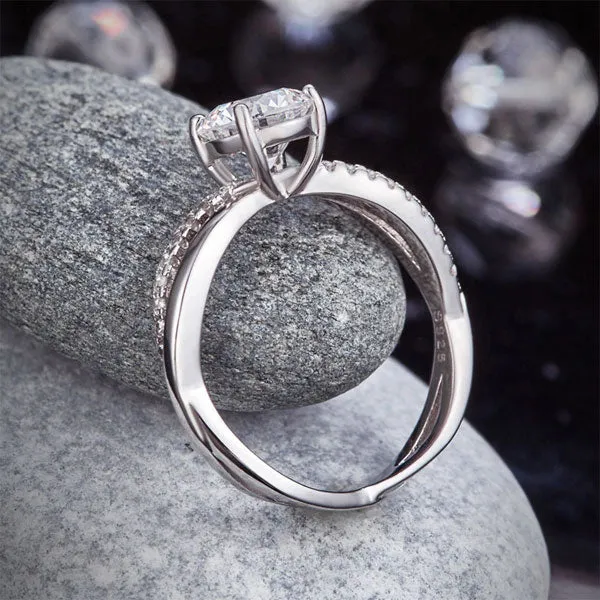 925 Sterling Silver Wedding Promise Anniversary Ring 1.25 Ct Created Diamond XFR8249