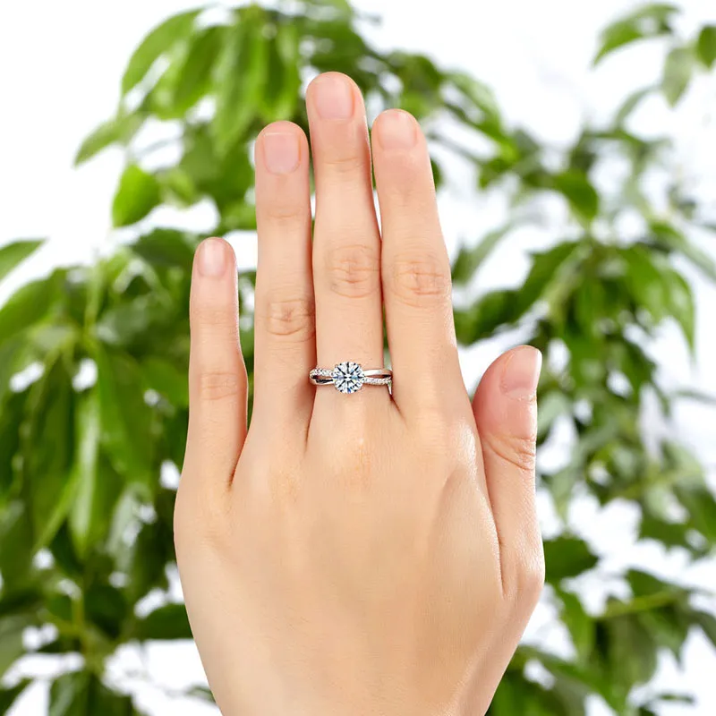 925 Sterling Silver Wedding Promise Anniversary Ring 1.25 Ct Created Diamond XFR8249