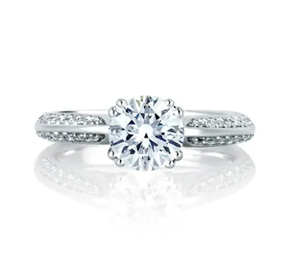 A.JAFFE ART DECO KNIFE EDGED ENGAGEMENT RING 0.48             (not including center stone)