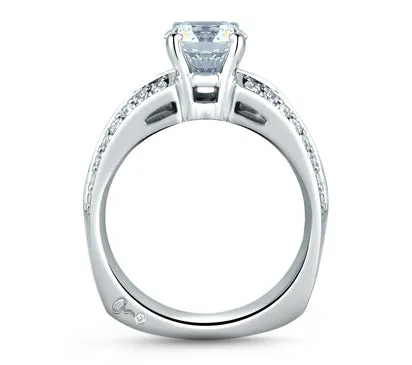 A.JAFFE ART DECO SIGNATURE THREE ROW ENGAGEMENT RING 0.88             (not including center stone)