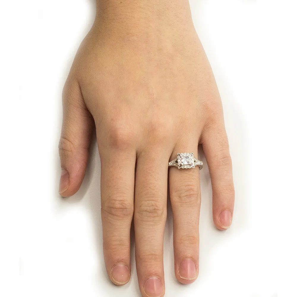 Amavida Platinum Square Halo Engagement Mounting