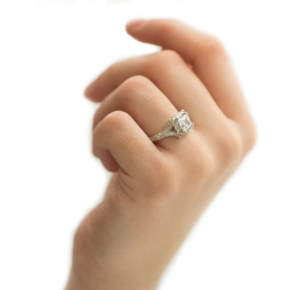 Amavida Platinum Square Halo Engagement Mounting