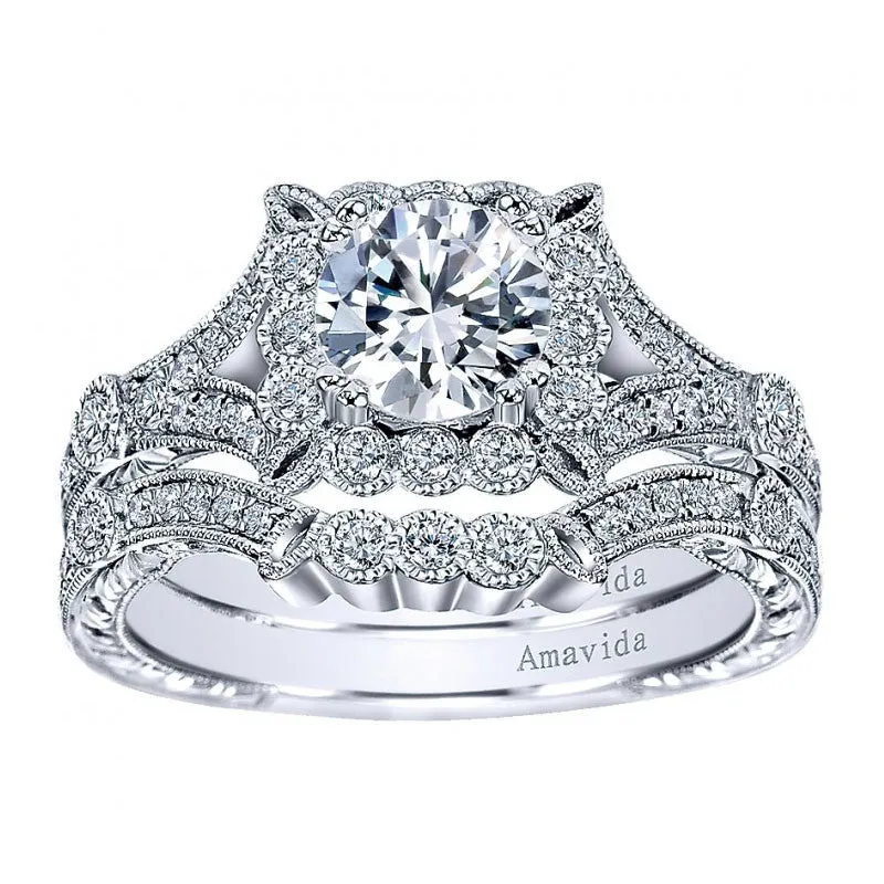 Amavida Platinum Square Halo Engagement Mounting