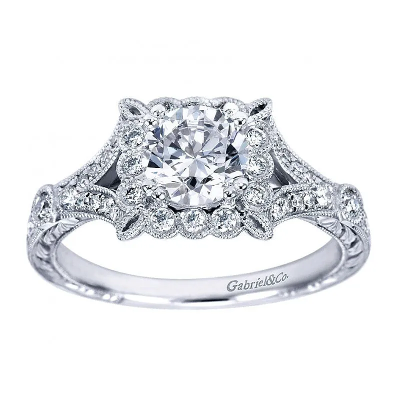 Amavida Platinum Square Halo Engagement Mounting