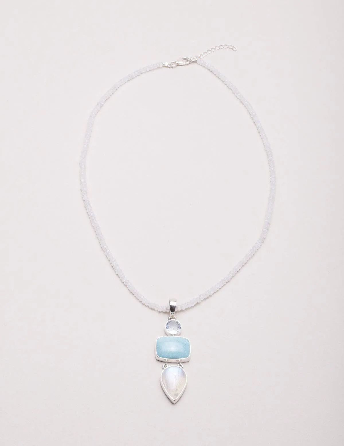 Amazonite, Moonstone and Blue Topaz Pendant - One of a Kind