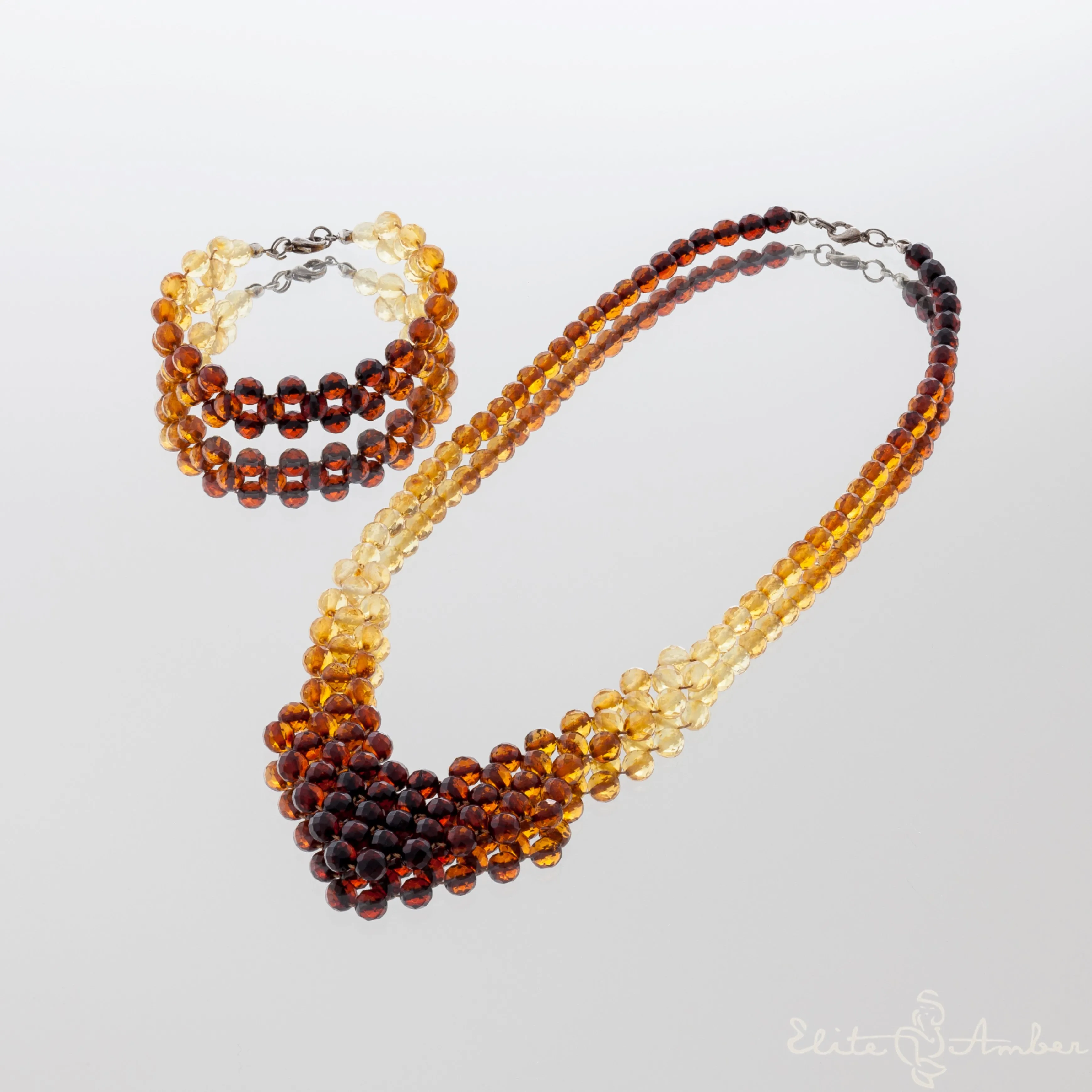 Amber necklace and bracelet "Princess rainbow"