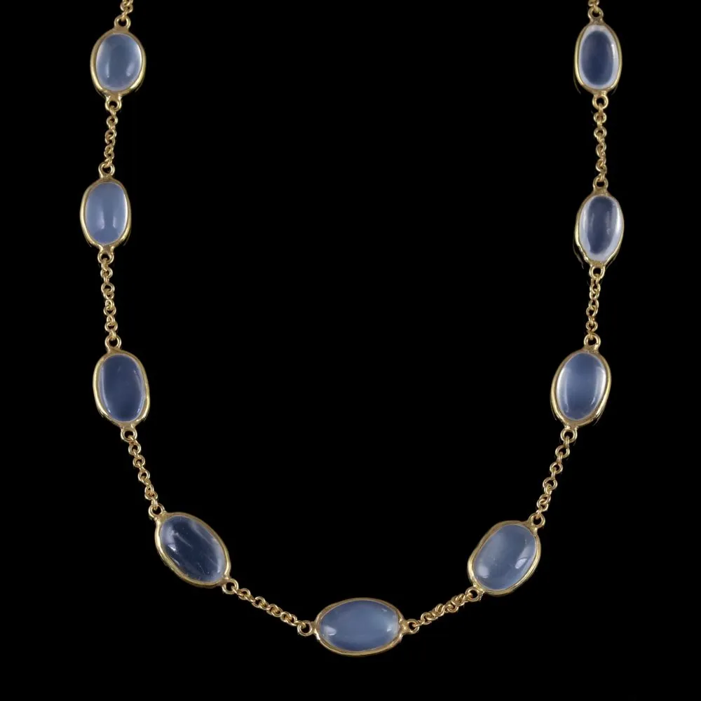 Antique Victorian Moonstone Necklace 18Ct Gold Circa 1900