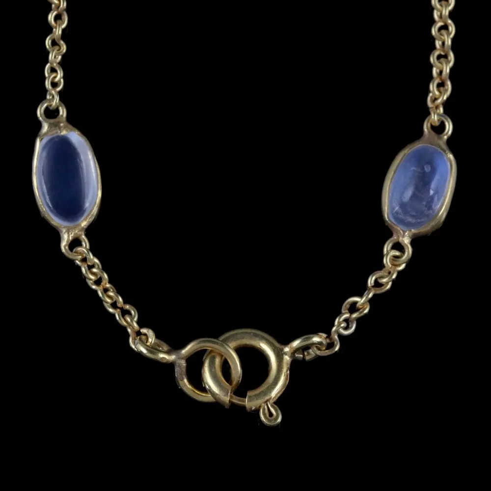 Antique Victorian Moonstone Necklace 18Ct Gold Circa 1900