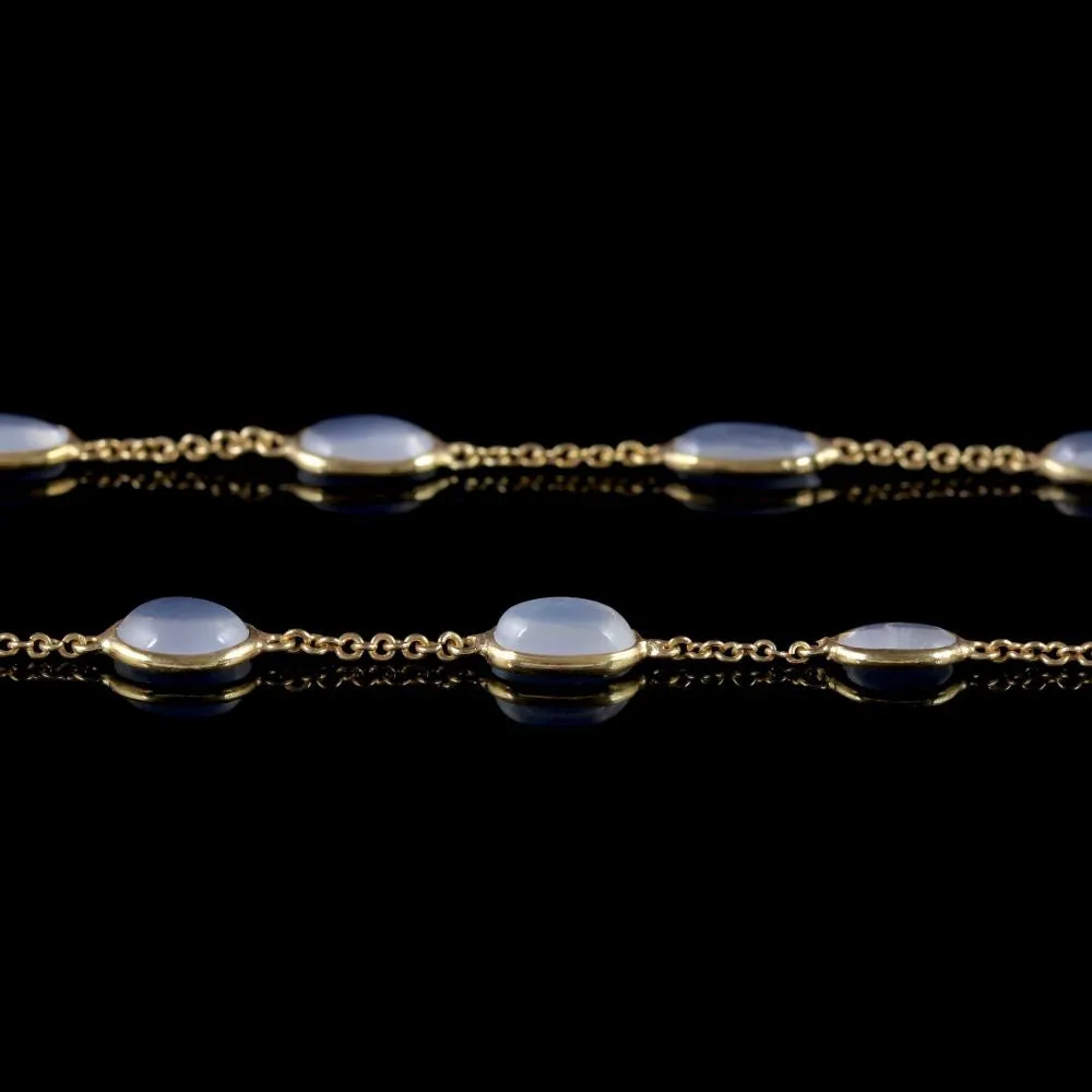 Antique Victorian Moonstone Necklace 18Ct Gold Circa 1900