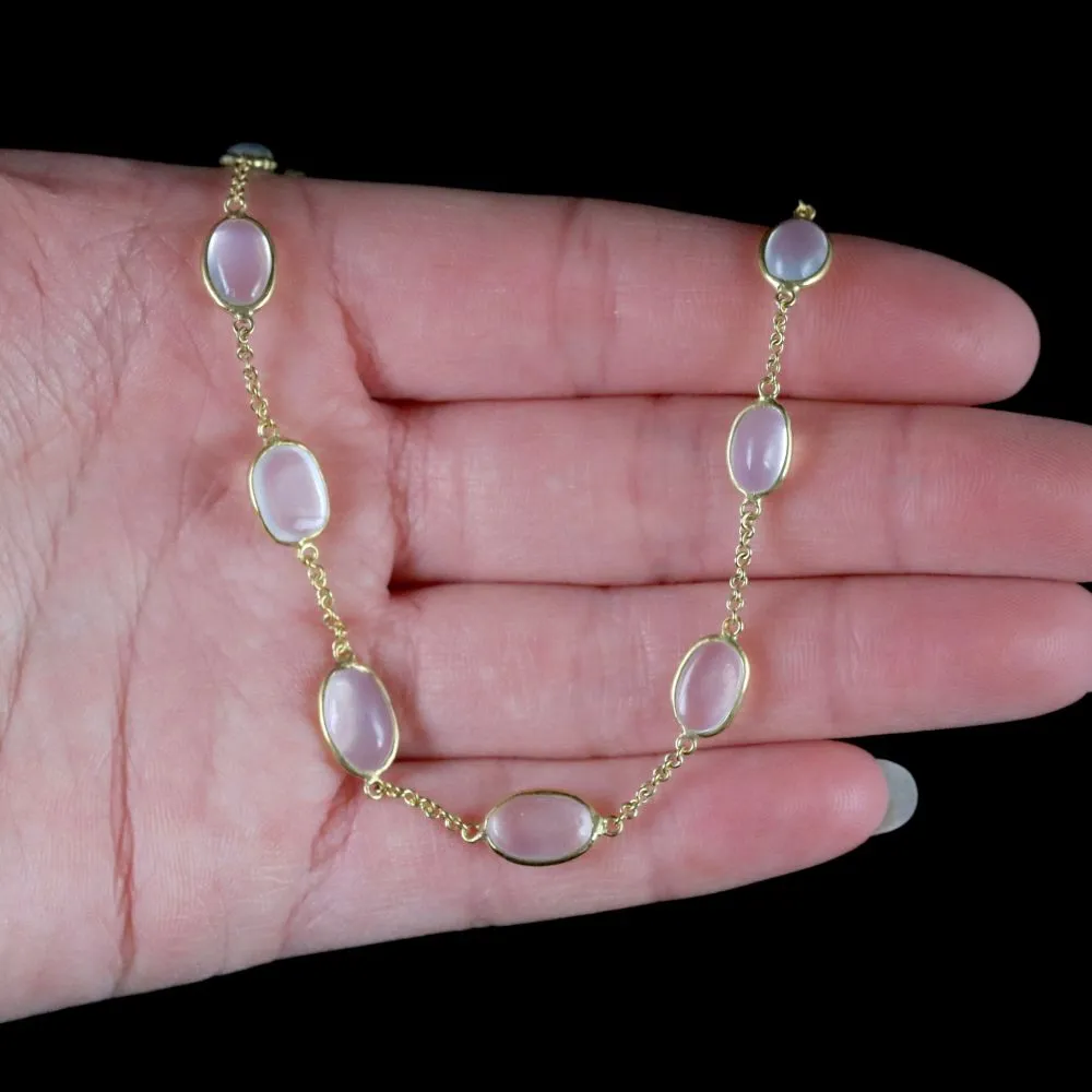 Antique Victorian Moonstone Necklace 18Ct Gold Circa 1900