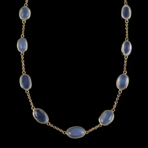 Antique Victorian Moonstone Necklace 18Ct Gold Circa 1900
