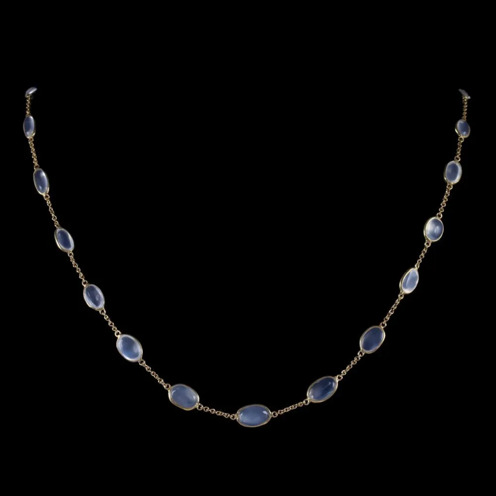 Antique Victorian Moonstone Necklace 18Ct Gold Circa 1900