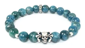 Apatite Bracelet with Sterling Silver Skull & Arrows