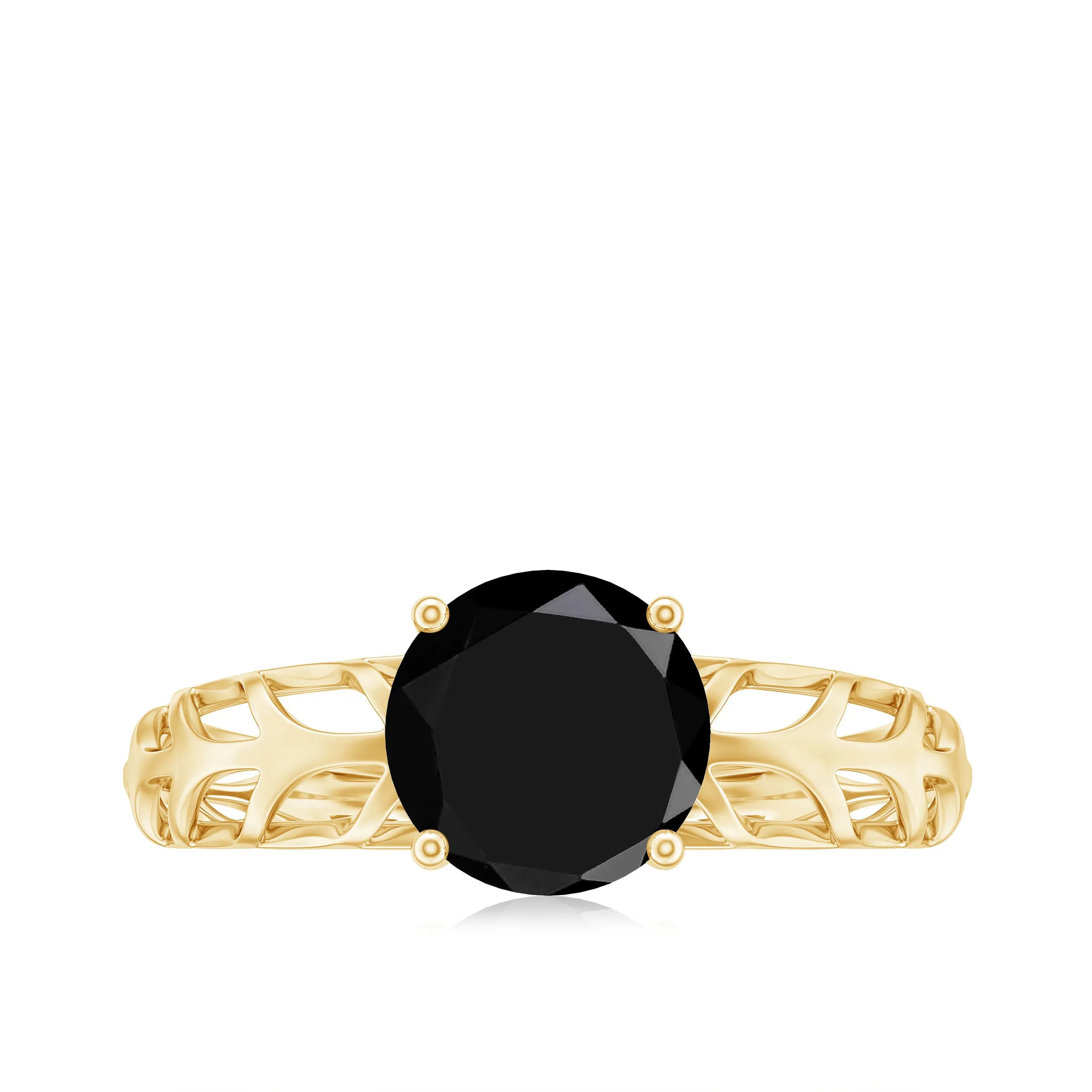 August Birthstone Black Spinel Engagement Ring with Filigree Design