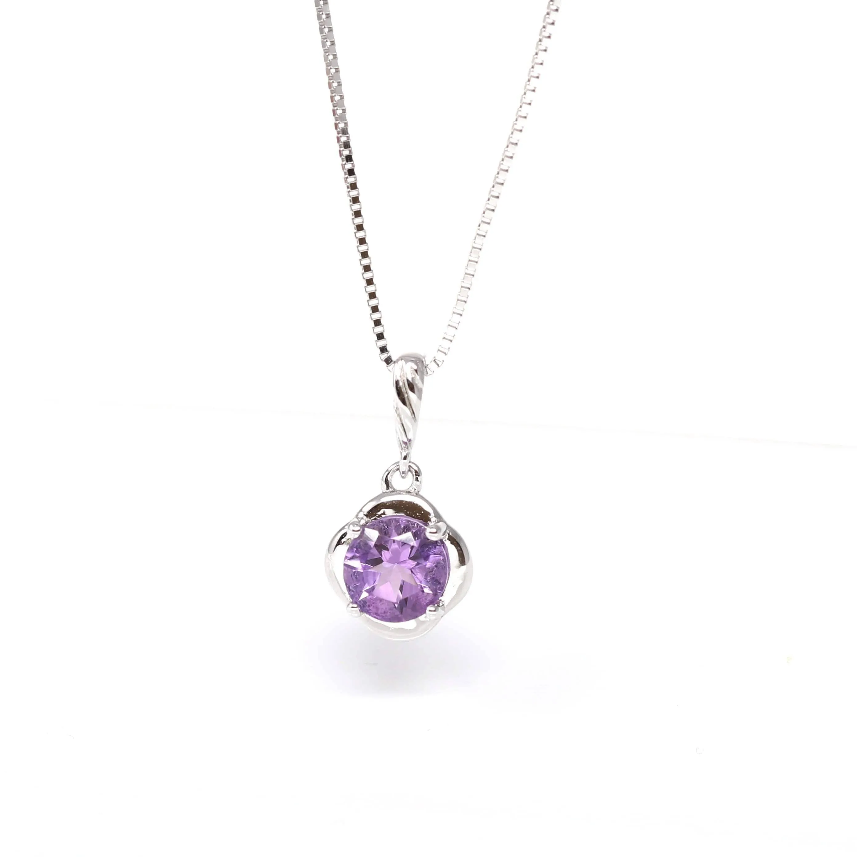 Baikalla™ Classic Sterling Silver Natural Amethyst Citrine Garnet Necklace With CZ
