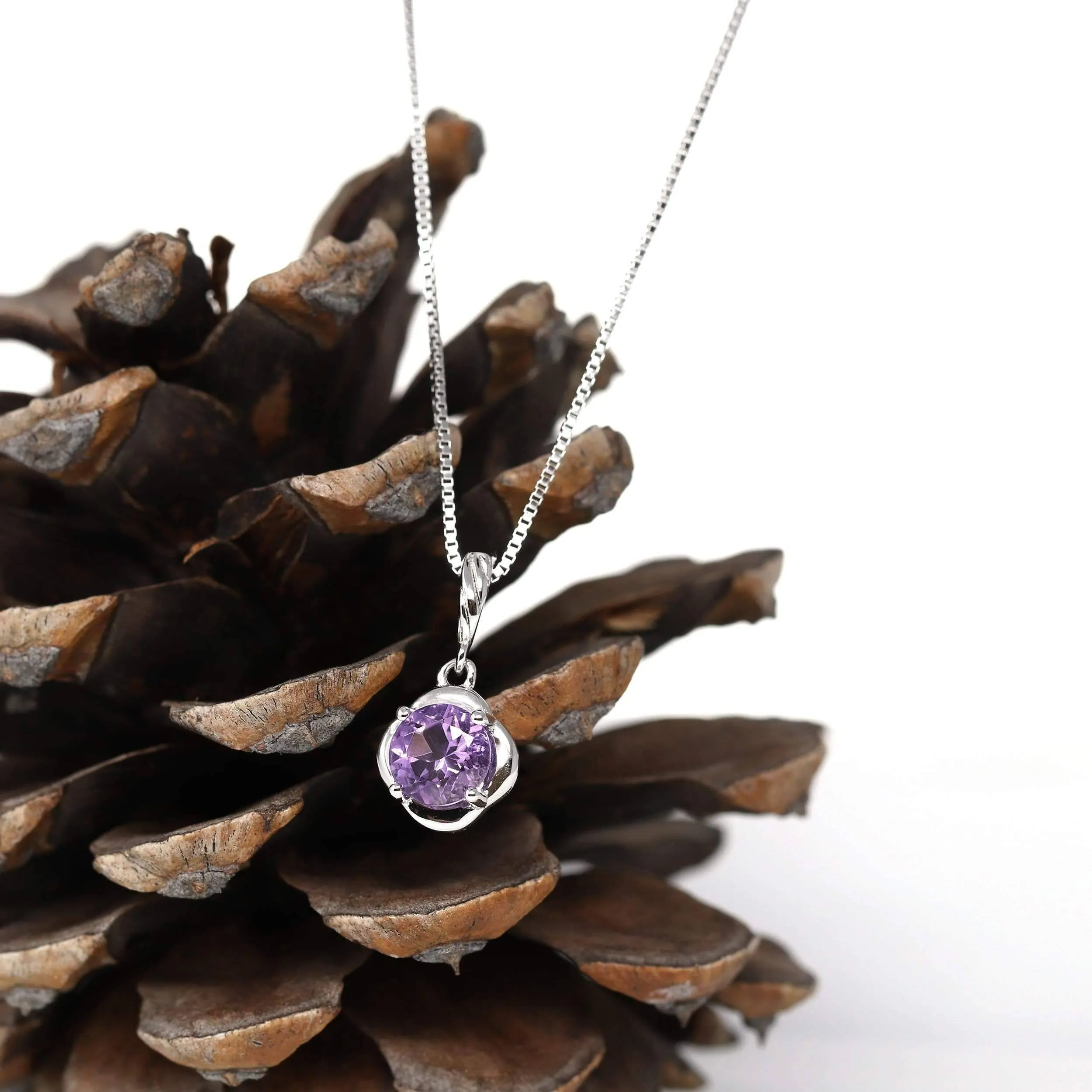 Baikalla™ Classic Sterling Silver Natural Amethyst Citrine Garnet Necklace With CZ