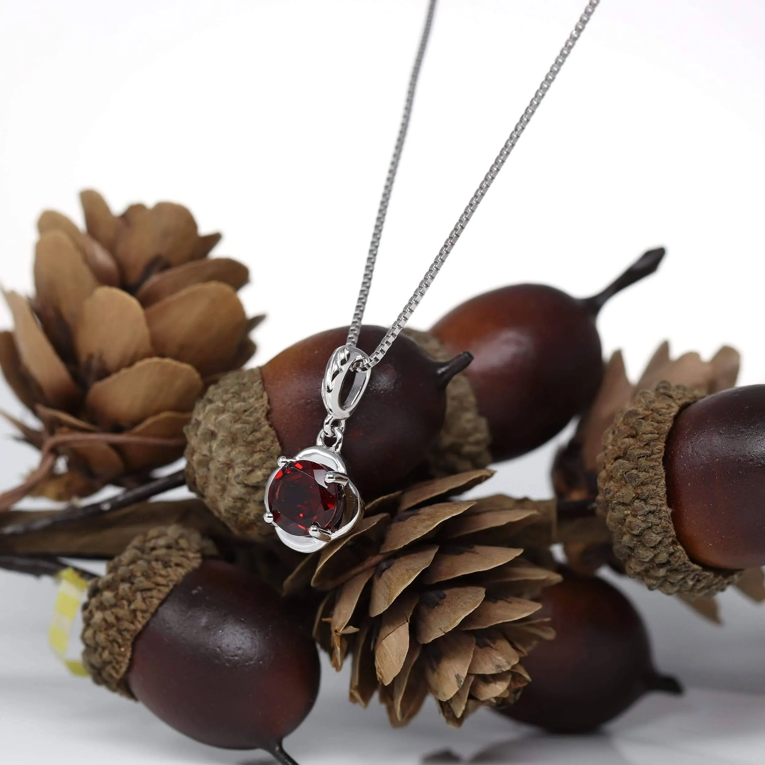Baikalla™ Classic Sterling Silver Natural Amethyst Citrine Garnet Necklace With CZ