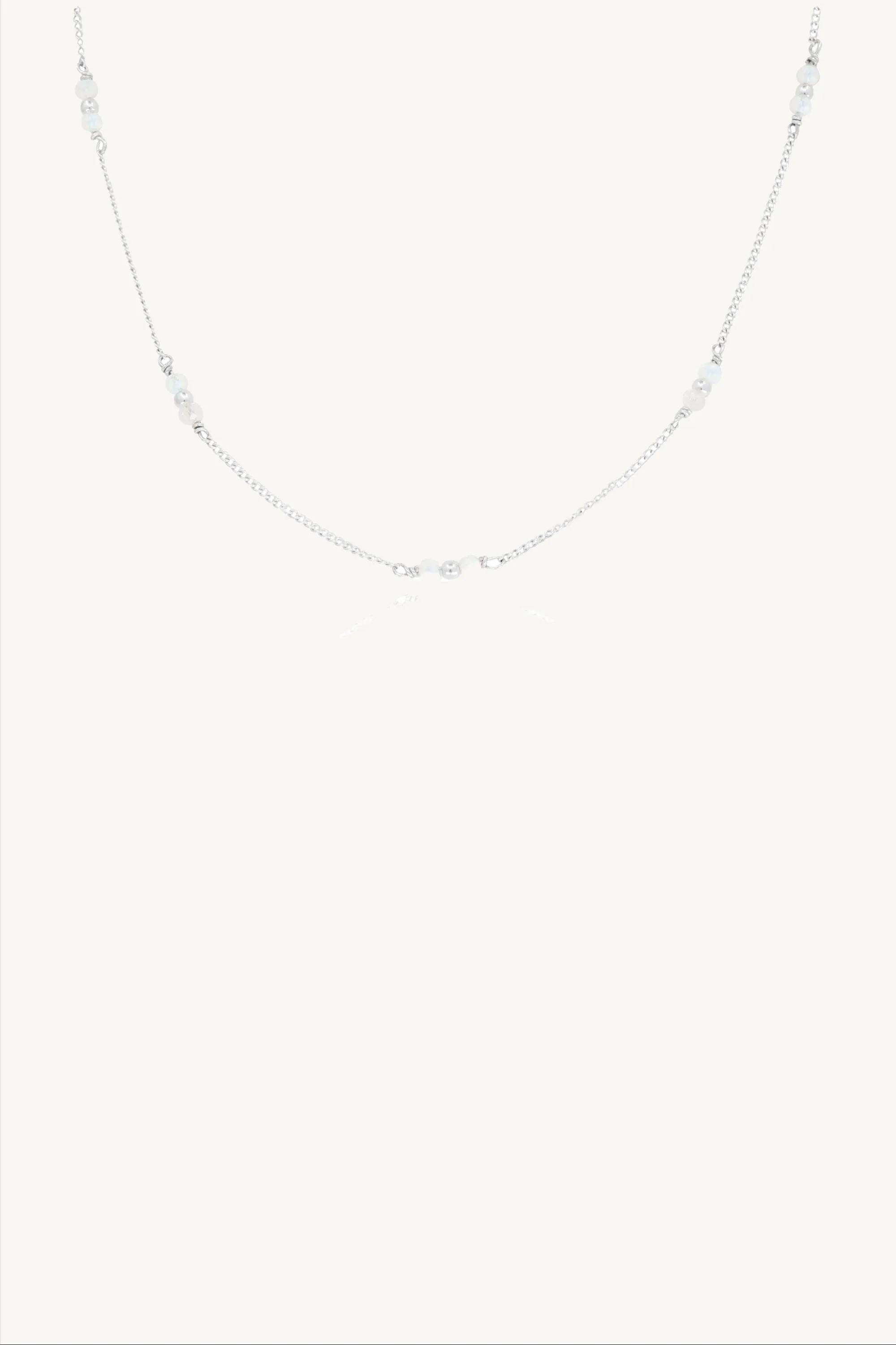 Beaded Moonstone Silver Necklace