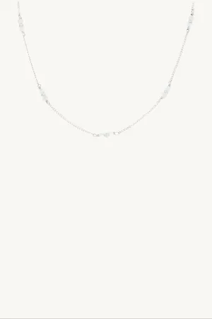 Beaded Moonstone Silver Necklace