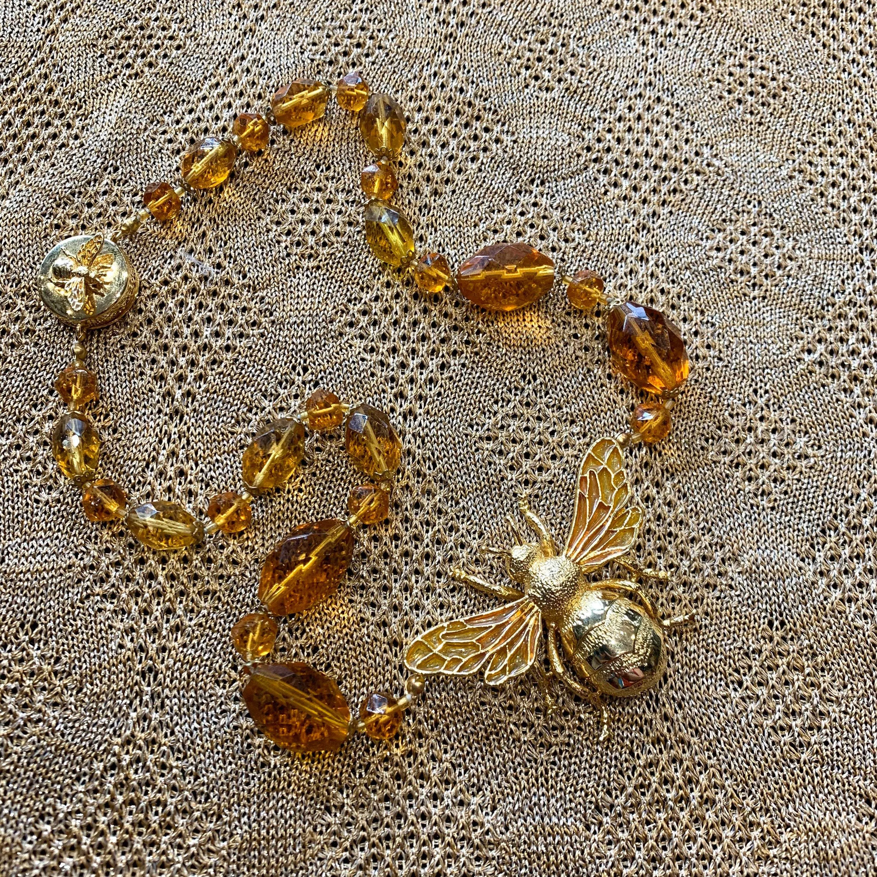 Bee Necklace Amber Glass by Bill Skinner