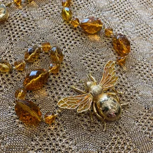 Bee Necklace Amber Glass by Bill Skinner