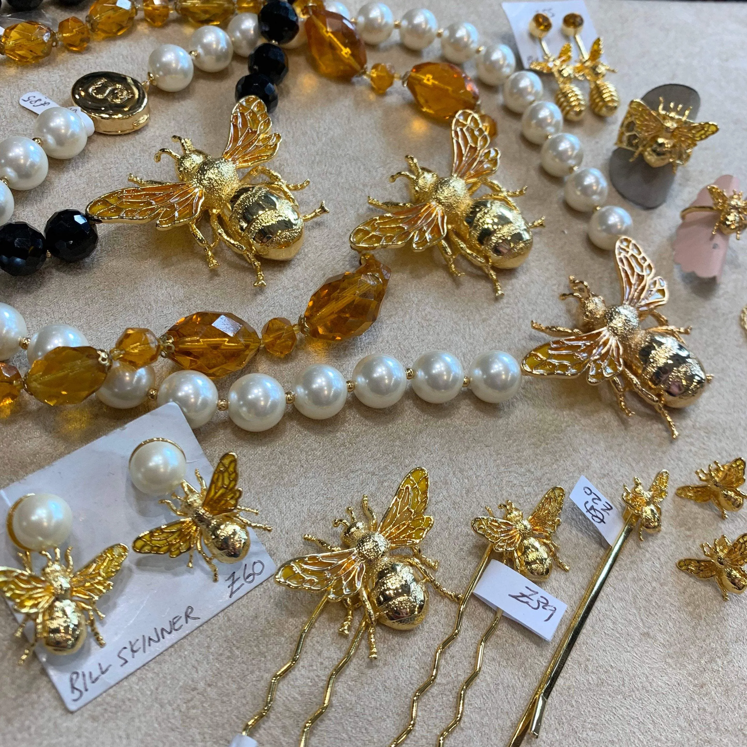 Bee Necklace Amber Glass by Bill Skinner