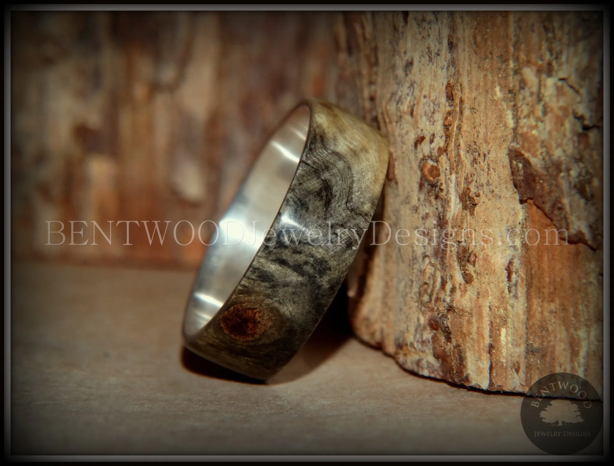 Bentwood Ring - Buckeye Burl "Midwest" Wood Ring Silver Core Ring
