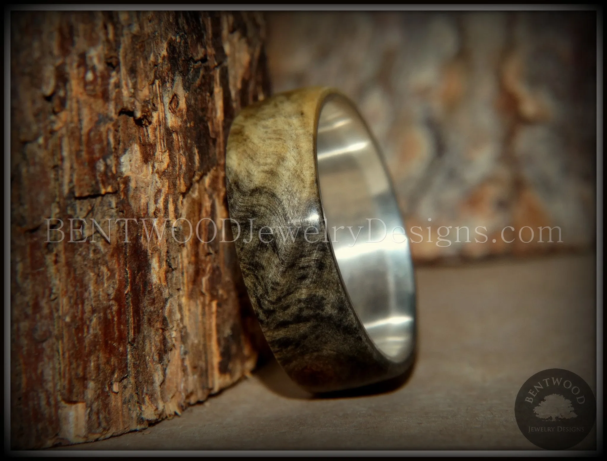 Bentwood Ring - Buckeye Burl "Midwest" Wood Ring Silver Core Ring