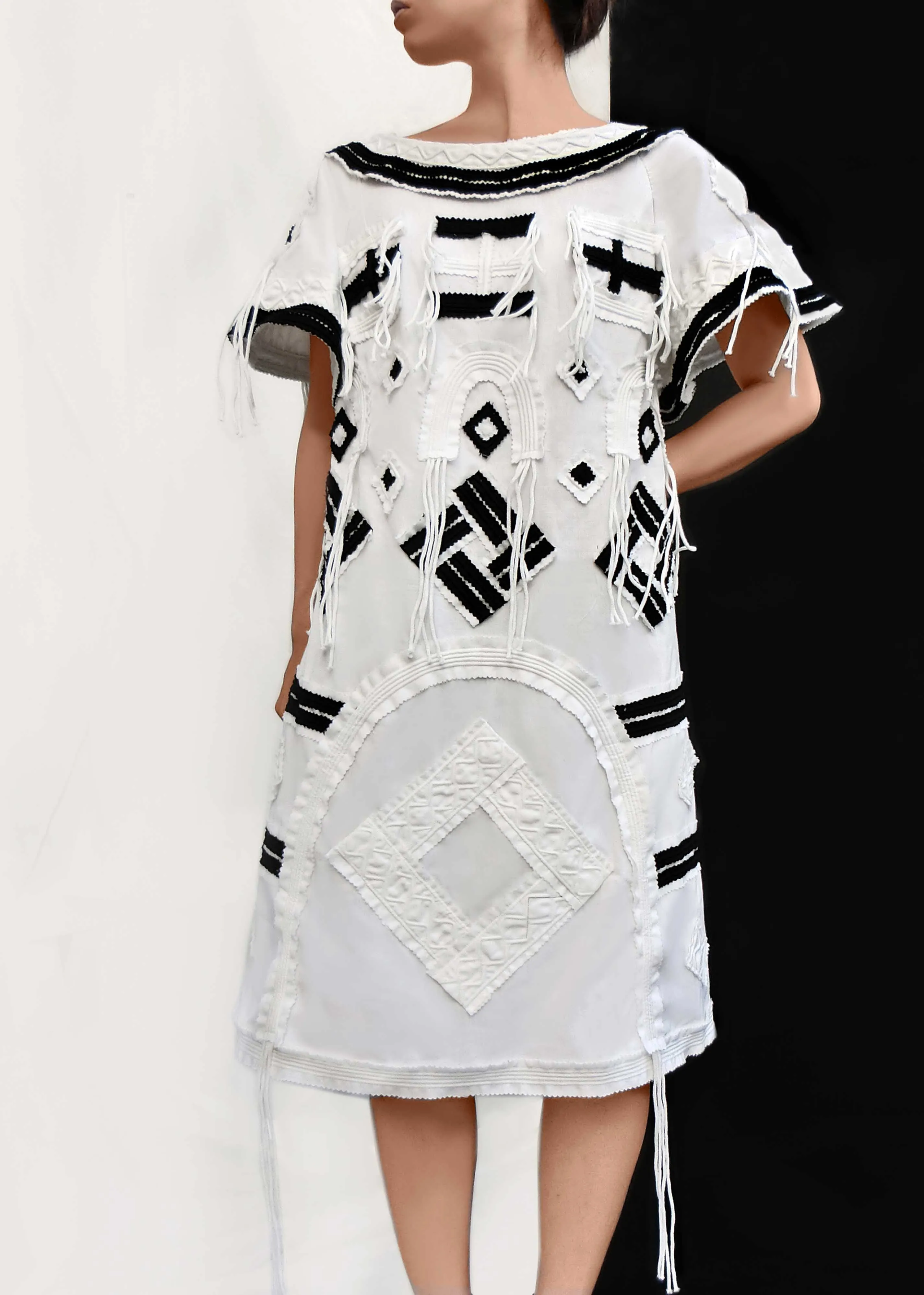 Black & White Bicromie Dress  Elegant Color Contrast