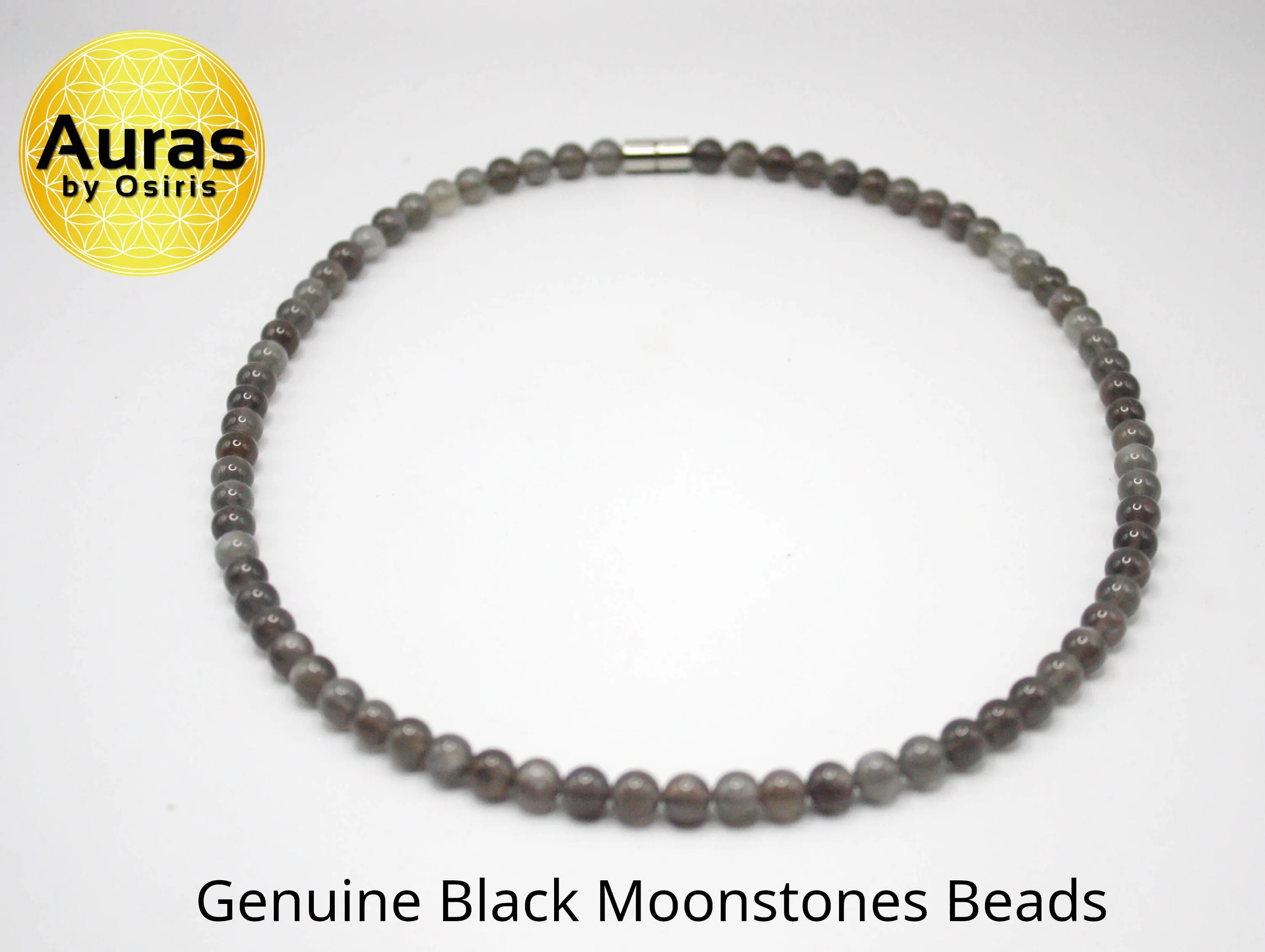 Black Moonstone Necklace - 6mm Beads