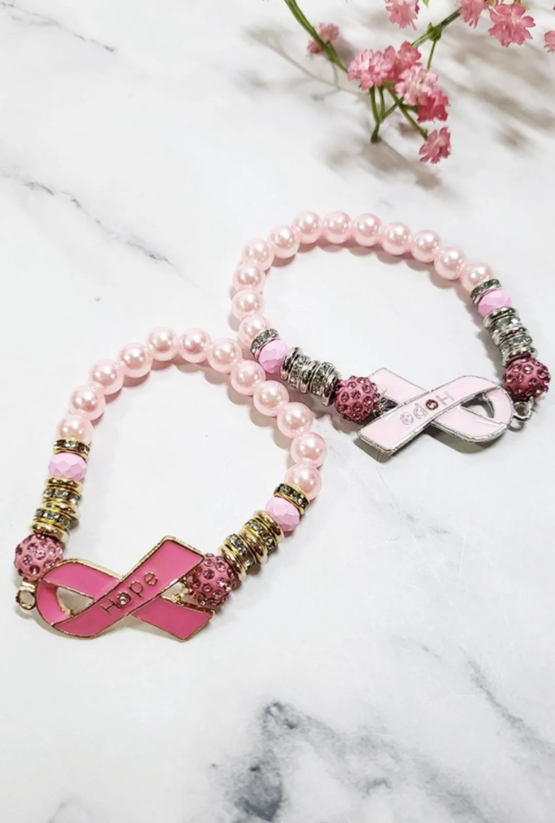 Breast Cancer Awareness Beaded Bracelet